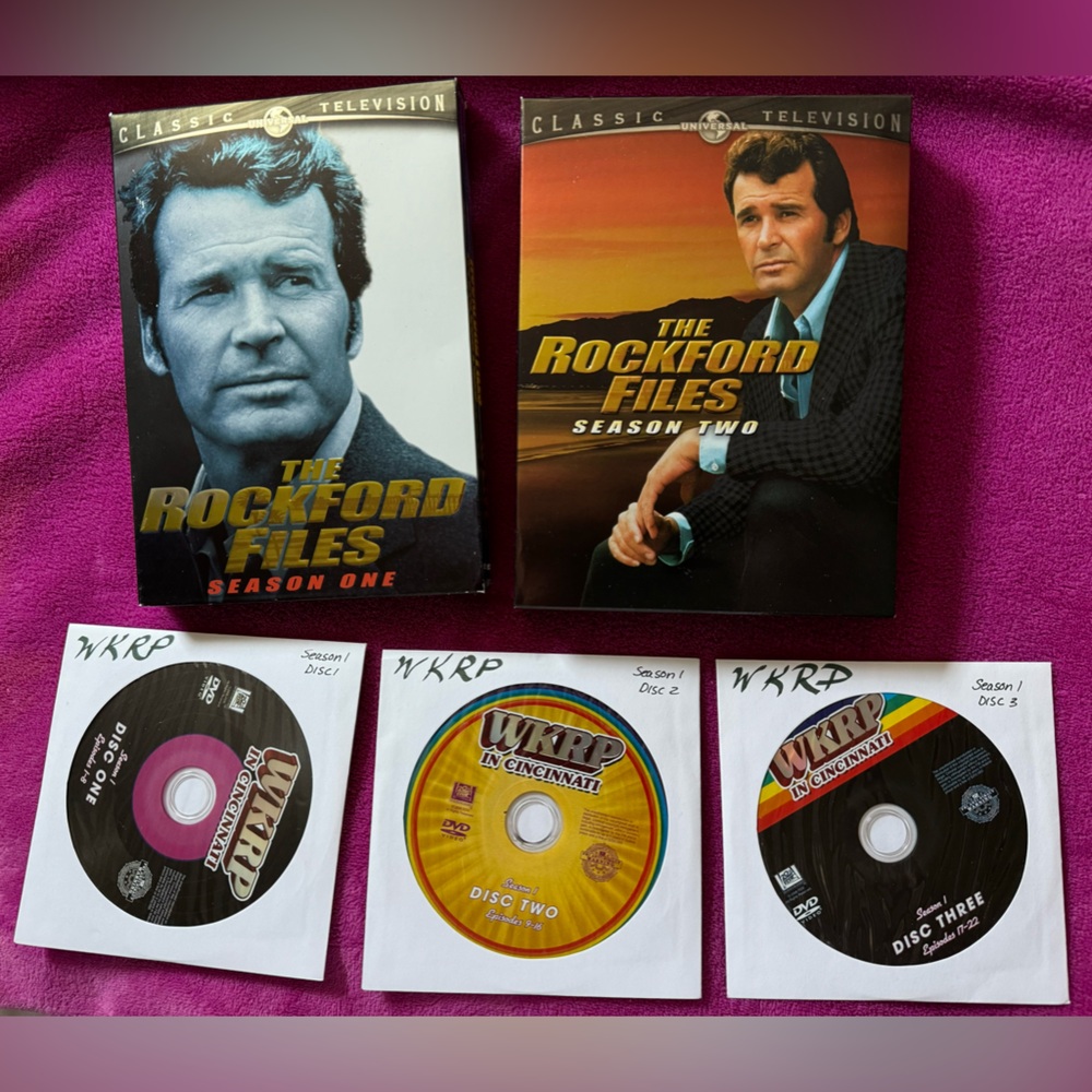 Rockford Files seasons - one and two.  WKRP in Cincinnati season one.